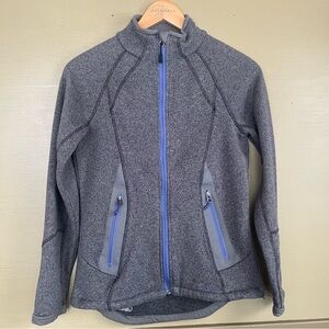 Cabela’s Fleece Full Zip Jacket Gray w/ Blue Accents Small